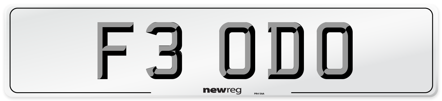 F3 ODO Number Plate from New Reg